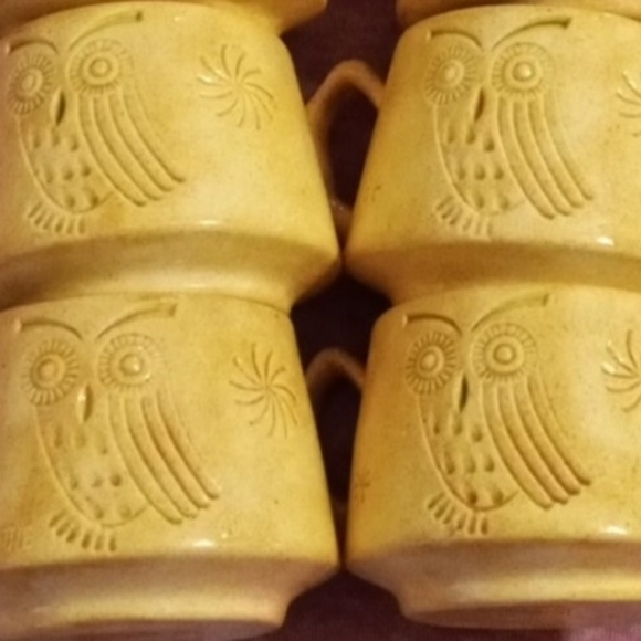 Other - Vintage Yellow Owl Embossed Mugs